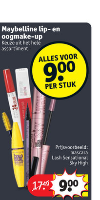 Maybelline   lipstick, mascara folder aanbieding bij  Kruidvat - details