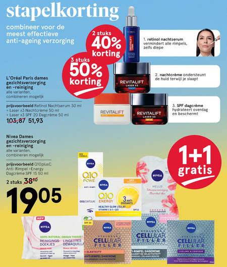 L Oreal   nachtcreme, reinigingsdoekje folder aanbieding bij  Etos - details