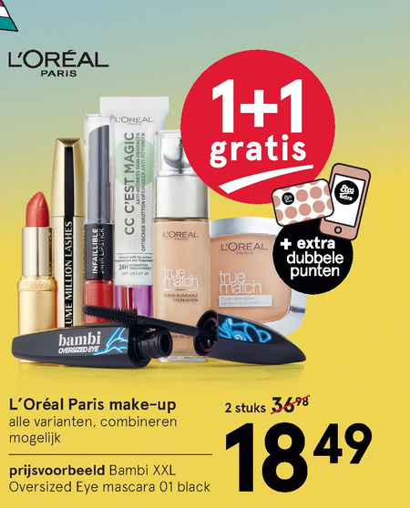 L Oreal   mascara, foundation folder aanbieding bij  Etos - details