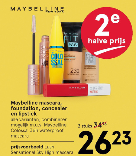 Maybelline   foundation, lipstick folder aanbieding bij  Etos - details