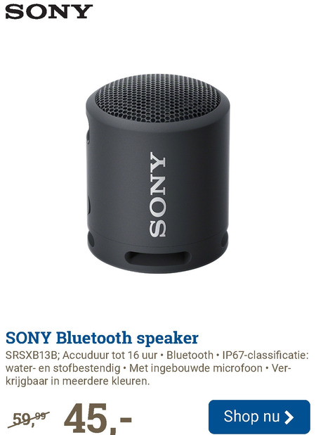 Sony   portable speakerset folder aanbieding bij  BCC - details