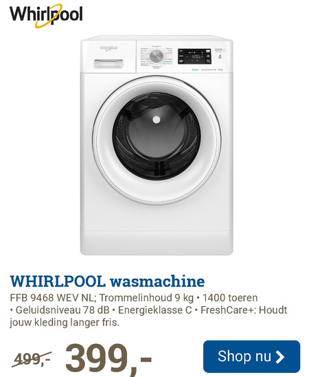 Whirlpool   wasmachine folder aanbieding bij  BCC - details