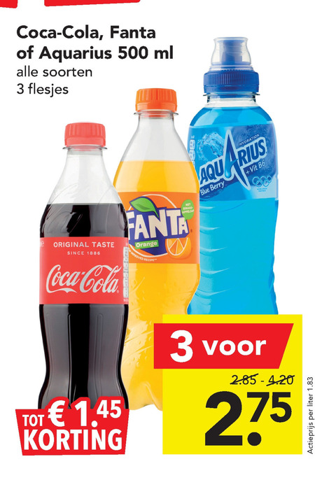 Aquarius   cola, fruitdrank folder aanbieding bij  Deen - details