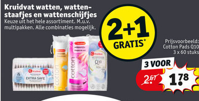 Kruidvat Huismerk   wattenstaafjes, wattenschijfjes folder aanbieding bij  Kruidvat - details