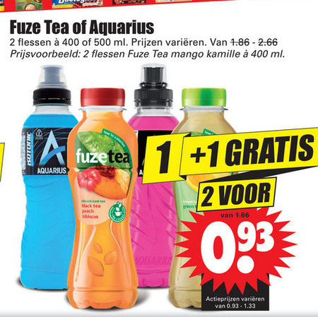 Fuze Tea   sportdrank, ice tea folder aanbieding bij  Dirk - details