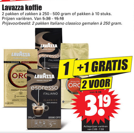 Lavazza   koffiebonen, koffie folder aanbieding bij  Dirk - details