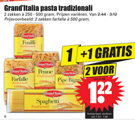 Grand Italia   fusilli, pasta folder aanbieding bij  Dirk - details