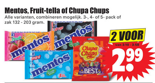 Fruit-Tella   snoep folder aanbieding bij  Dirk - details