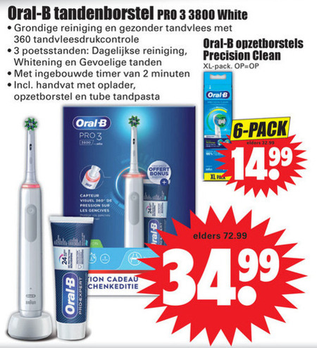 Braun Oral-B   electrische tandenborstel, opzetborstel folder aanbieding bij  Dirk - details