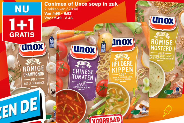 Conimex   soep folder aanbieding bij  Hoogvliet - details