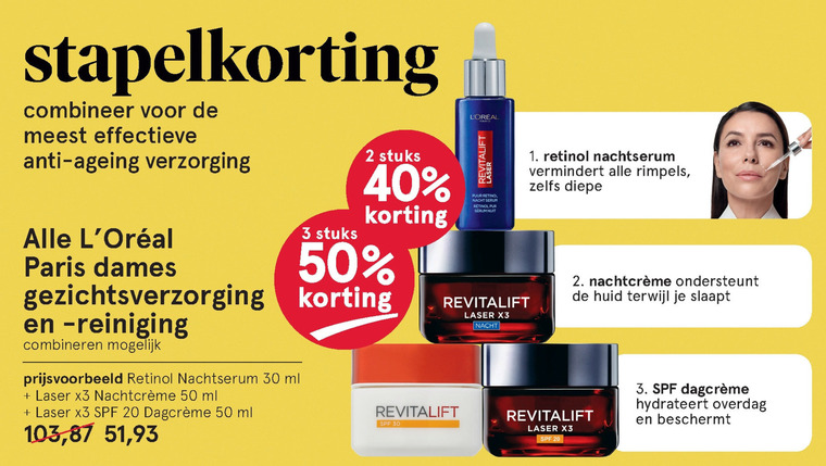 L Oreal   dagcreme, gezichtsreiniging folder aanbieding bij  Etos - details