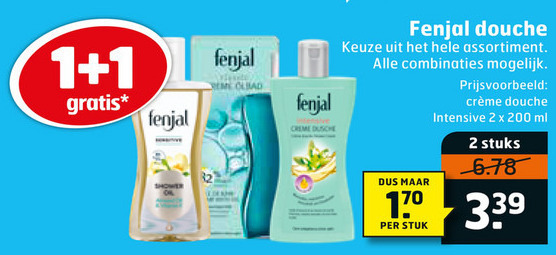 Fenjal   douchegel folder aanbieding bij  Trekpleister - details