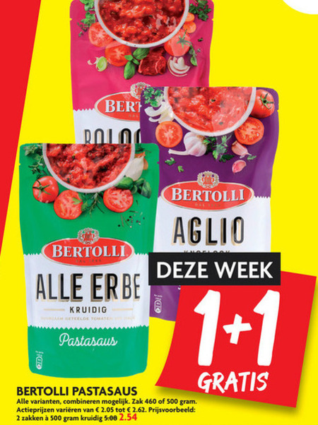 Bertolli   pastasaus folder aanbieding bij  Dekamarkt - details