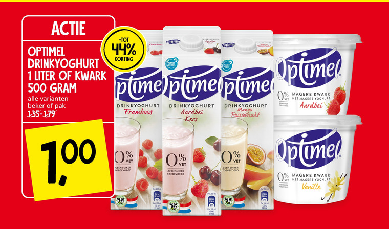 Optimel   kwark, drinkyoghurt folder aanbieding bij  Jan Linders - details