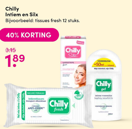 Chilly   dameshygiene folder aanbieding bij  DA - details