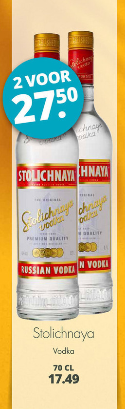 Stolichnaya   wodka folder aanbieding bij  Mitra - details