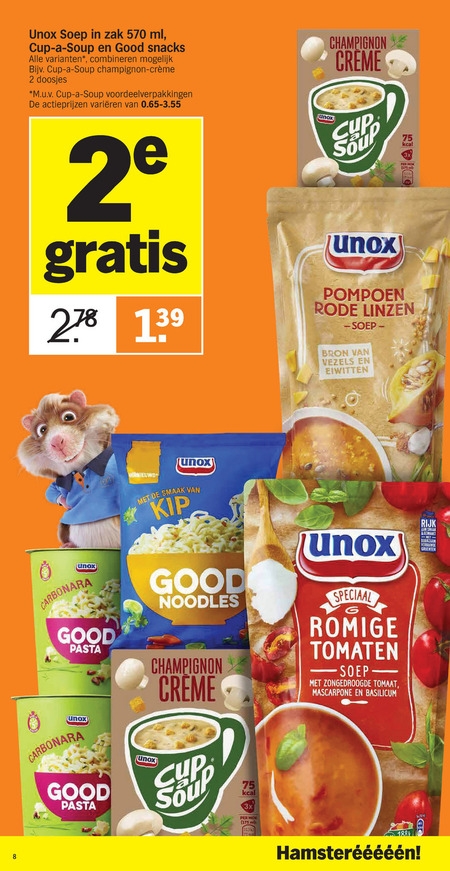 Unox   noodles, soep folder aanbieding bij  Albert Heijn - details