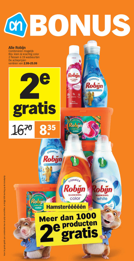 Robijn   wasmiddel, wasverzachter folder aanbieding bij  Albert Heijn - details