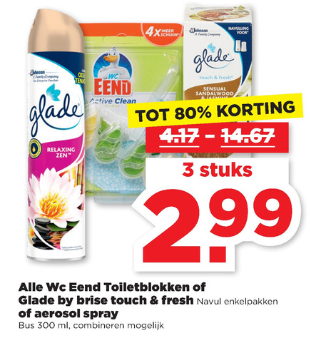 Glade   toiletblok, luchtverfrisser folder aanbieding bij  Plus - details