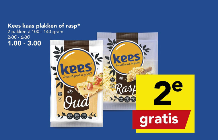 Kees   geraspte kaas, kaasplakken folder aanbieding bij  Deen - details