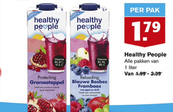 Healthy People   vruchtensap folder aanbieding bij  Hoogvliet - details