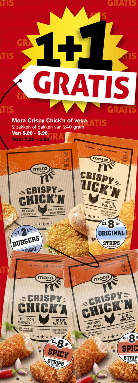 Mora   kipsnacks folder aanbieding bij  Hoogvliet - details