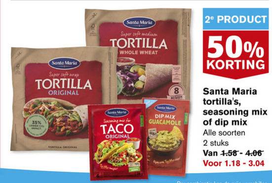 Santa Maria   tortilla folder aanbieding bij  Hoogvliet - details