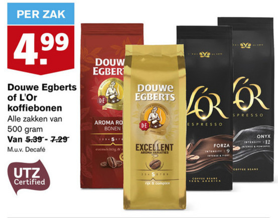 Douwe Egberts   koffiebonen folder aanbieding bij  Hoogvliet - details