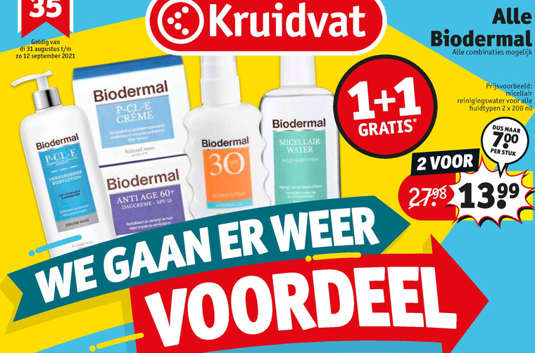 Biodermal   gezichtsverzorging, dagcreme folder aanbieding bij  Kruidvat - details