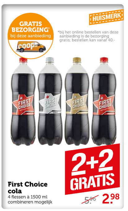 First Choice   cola folder aanbieding bij  Coop - details