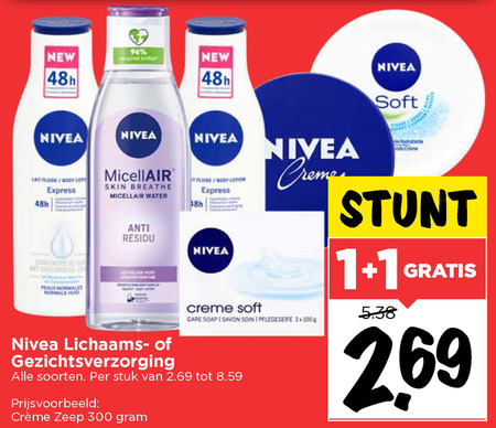 Nivea   gezichtsverzorging, bodylotion folder aanbieding bij  Vomar - details