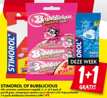 Bubblicious   kauwgom folder aanbieding bij  Dekamarkt - details