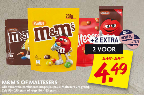 M en Ms   chocoladepindas, chocolade folder aanbieding bij  Dekamarkt - details