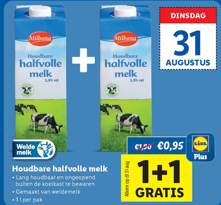 Milbona   melk folder aanbieding bij  Lidl - details