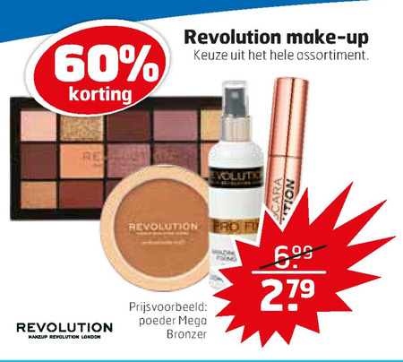 Revolution   mascara, lipstick folder aanbieding bij  Trekpleister - details