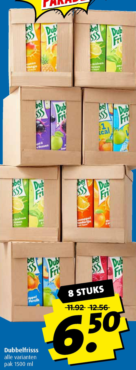 Dubbelfrisss   fruitdrank folder aanbieding bij  Boni - details