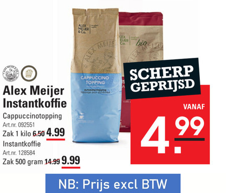 Alex Meijer   oploskoffie, cacaopoeder folder aanbieding bij  Sligro - details