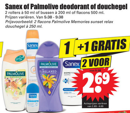 Palmolive   douchegel, deodorant folder aanbieding bij  Dirk - details