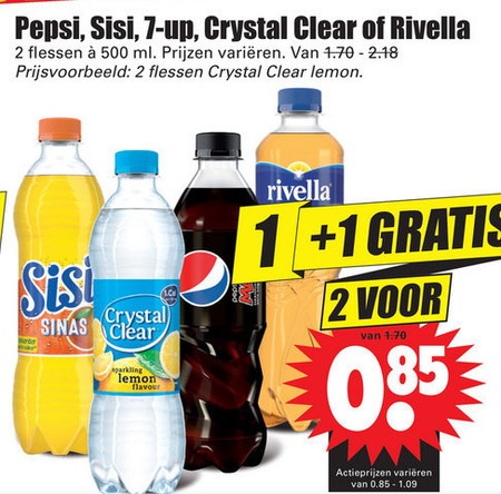 Crystal Clear   fruitdrank, frisdrank folder aanbieding bij  Dirk - details