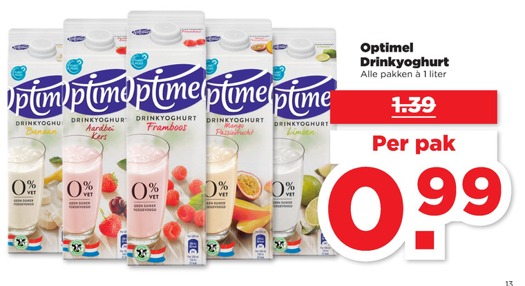 Optimel   drinkyoghurt folder aanbieding bij  Plus - details