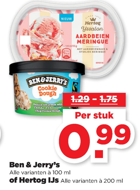 Ben and Jerrys   ijsbekers folder aanbieding bij  Plus - details