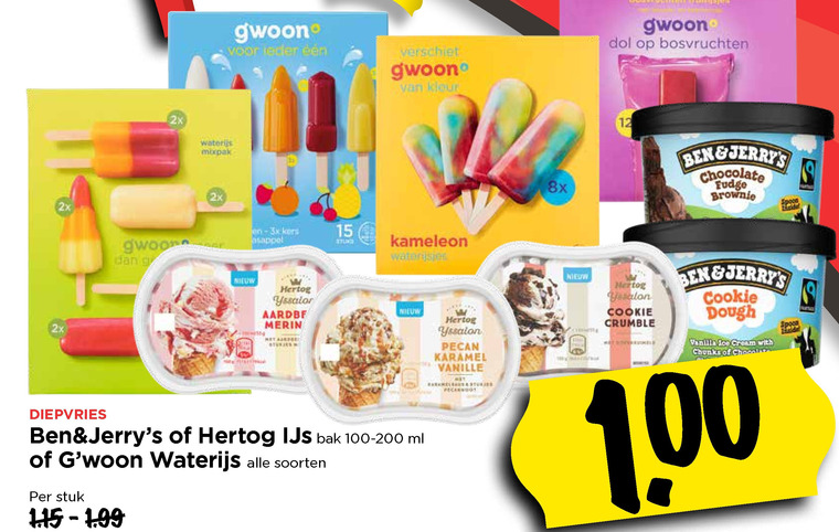 Ben and Jerrys   ijsbekers, waterijs folder aanbieding bij  Vomar - details