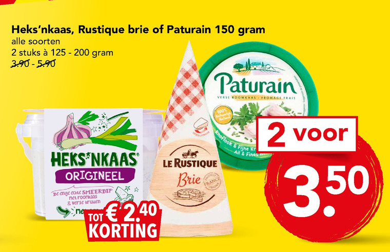 Paturain   roomkaas, brie folder aanbieding bij  Deen - details