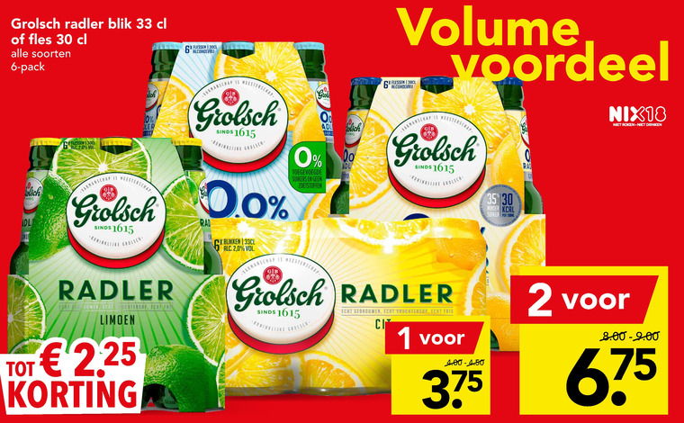 Grolsch   radler bier folder aanbieding bij  Deen - details