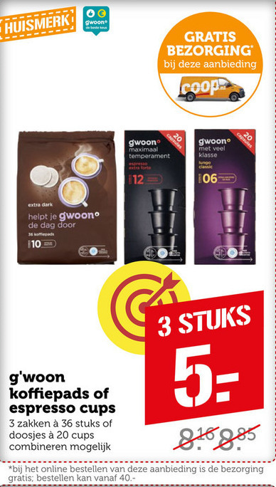 Gwoon   koffiepad, koffiecups folder aanbieding bij  Coop - details