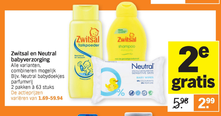 Zwitsal   babyverzorging, babyshampoo folder aanbieding bij  Albert Heijn - details