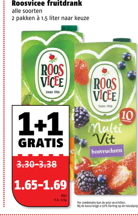 Roosvicee   fruitdrank folder aanbieding bij  Poiesz - details