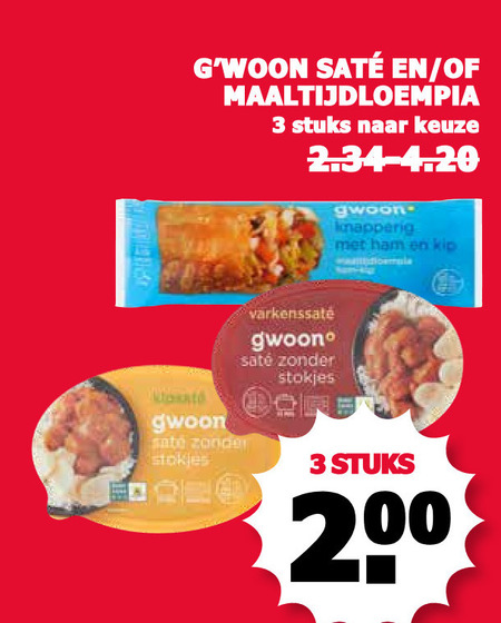 Gwoon   kipsate, loempia folder aanbieding bij  MCD Supermarkt Basis - details