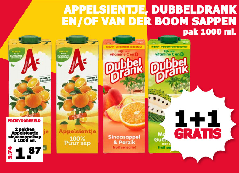 Dubbeldrank   fruitdrank folder aanbieding bij  MCD Supermarkt Basis - details