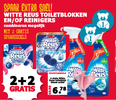 Witte Reus   toiletreiniger, toiletblok folder aanbieding bij  MCD Supermarkt Basis - details